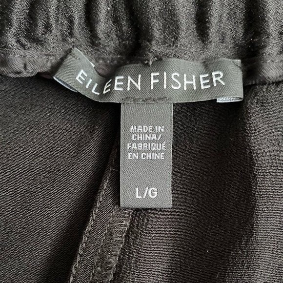 Eileen Fisher Black Silk Pull On Trousers - Picture 3 of 4